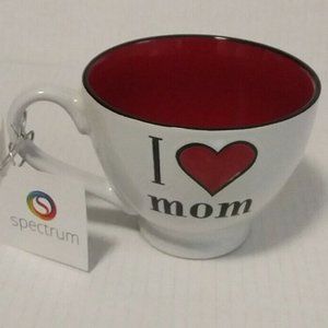I Heart Spectrum "I Love MOM" Heart Etched Coffee Tea Cup Mug 15oz